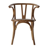 Barna színű, karfás kialakítású, thonet jellegű étkezőszék.